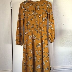 Dakota Floral Maxi Dress in Mustard Small